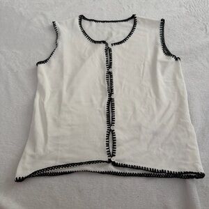 Chic White Button Down Top with Black Accents